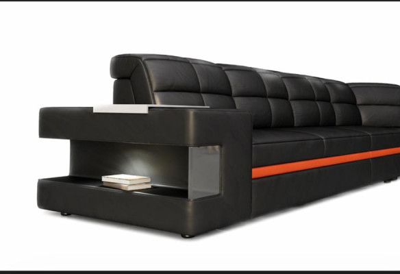 Leather sofa designer sofa corner sofa couch upholstered sofa corner suite with lighting