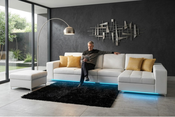Leather sofa couch living landscape modern corner sofa corner suite design