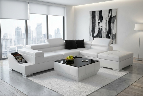 Leather sofa couch modern living area corner sofa nook design set