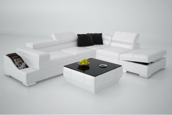 Leather sofa couch modern living area corner sofa nook design set
