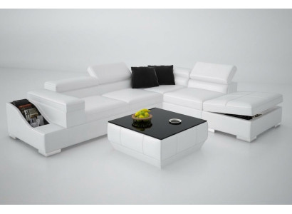 Leather sofa couch modern living area corner sofa nook design set