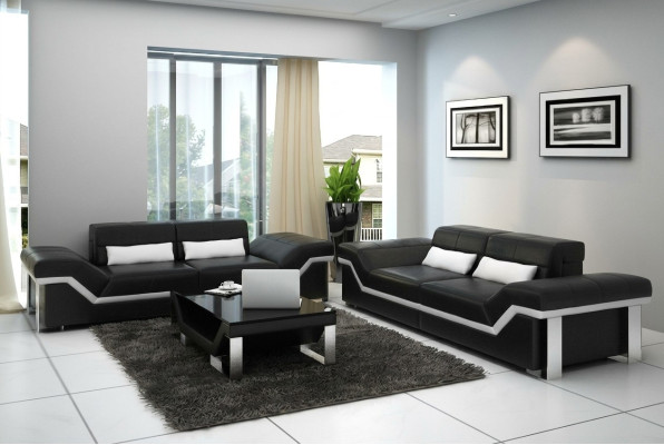 Leather sofa, sofa, couch, living landscape, 3+3 suite, modern design sofas, new