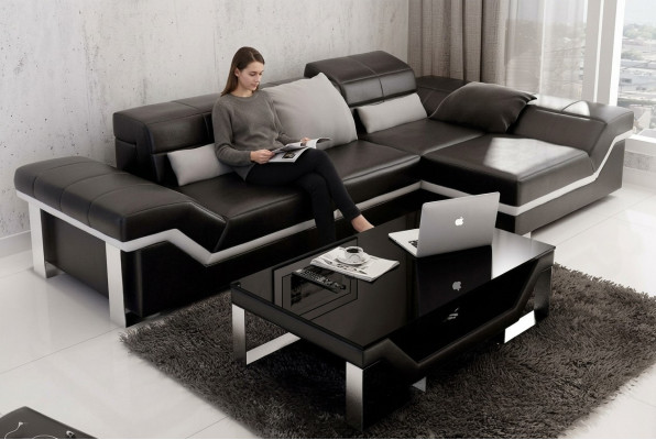 Leather sofa, sofa, couch, living area, corner sofa set, decor, modern design