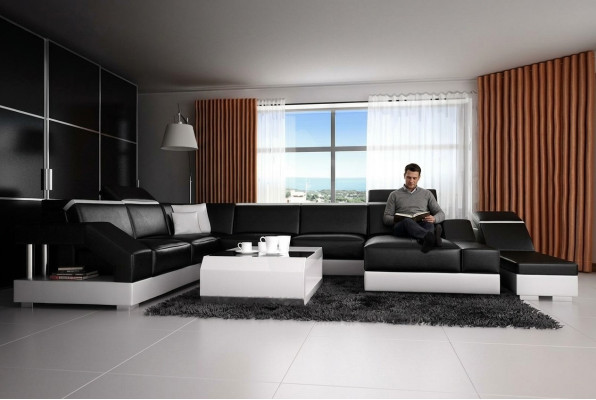 Leather sofa couch living landscape corner sofa suite design modern sofa K5011