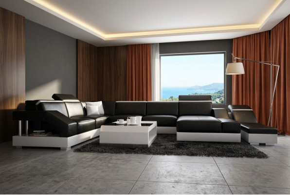 Leather sofa couch living landscape corner sofa suite design modern sofa K5011