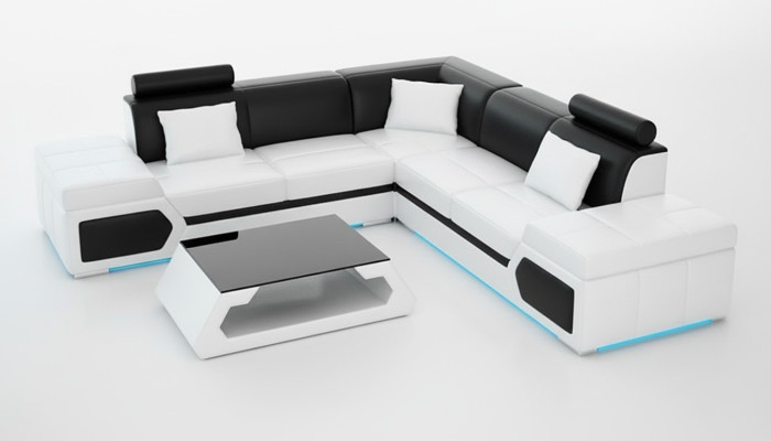 Leather sofa L-shaped couch living area decor corner sofa modern suite design
