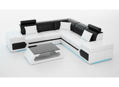 Leather sofa L-shaped couch living area decor corner sofa modern suite design