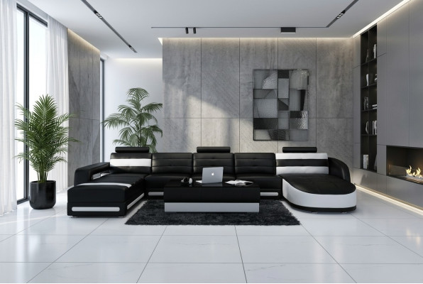 Corner sofa with an ergonomic backrest and comfortable armrests.