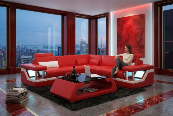 Leather sofa couch living landscape corner modern decor corner sofa design suite
