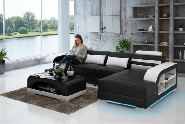 Leather Sofa Couch Living Landscape Corner Sofa Corner Suite Design Modern Sofa G8033C