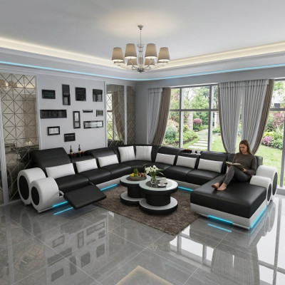 Leather sofa couch living landscape corner sofa corner suite design modern sofa