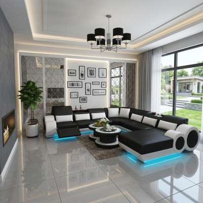 Leather sofa couch living landscape corner sofa corner suite design modern sofa