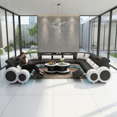 Leather sofa couch living landscape corner sofa corner set design modern sofa G8035B