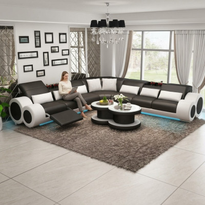 Leather sofa couch living landscape corner sofa corner set design modern sofa G8035C