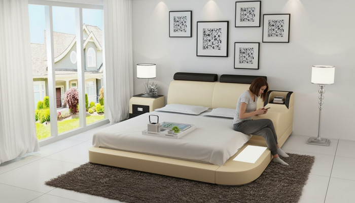 Bed Design Luxury Luxury Beds Leather Modern Bedroom 140/160/180 LB8813