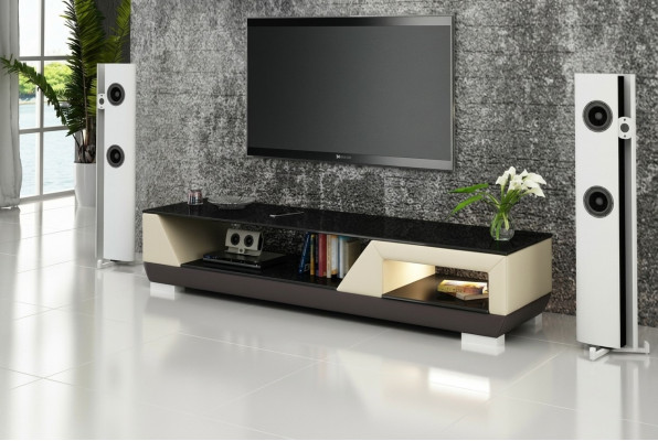 RTV TV Sideboard Leather Glass Decor Table Television Cabinet Table Designer