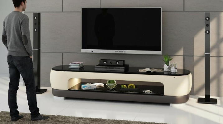 RTV TV Sideboard Decor Leather Glass Table TV Cabinet Table Designer