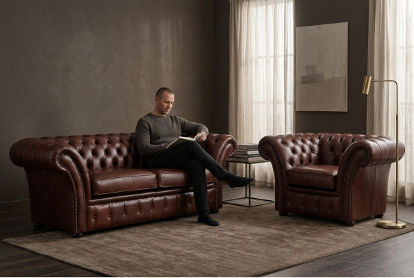 Chesterfield Couch Upholstered Seat Sofa Set 2+1 Sofa Set