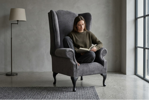 Wingback armchair armchair TV design upholstery sofa couch Chesterfield textile new 350