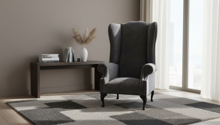 Wingback armchair armchair TV design upholstery sofa couch Chesterfield textile new 350