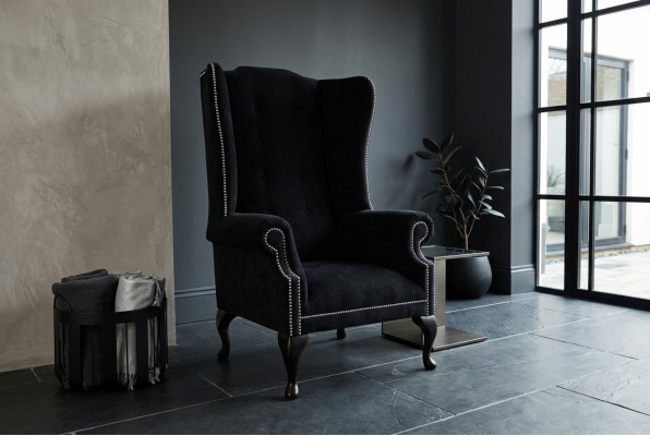 Wing chair armchair TV design upholstered sofa couch Chesterfield textile new 352