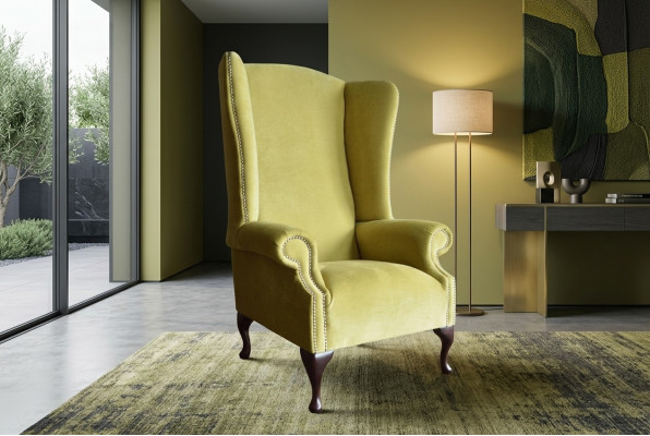 Wingback armchair armchair TV design upholstery sofa couch Chesterfield textile new 354