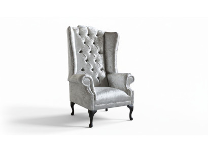 Wingback armchair design upholstered sofa couch Chesterfield textile new 358