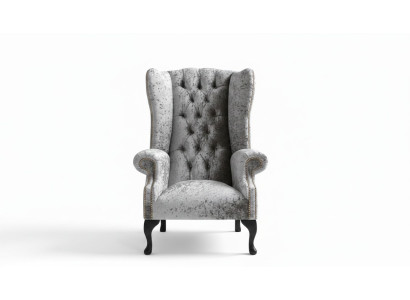 Wingback armchair chair TV design upholstery sofa couch Chesterfield textile new 361