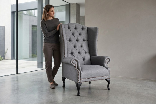Wingback armchair armchair television design upholstery sofa couch Chesterfield fabric new 364
