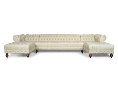 Chesterfield Couch U-shaped Sofa Classic Leather Living Area Sectional Sofa - 366