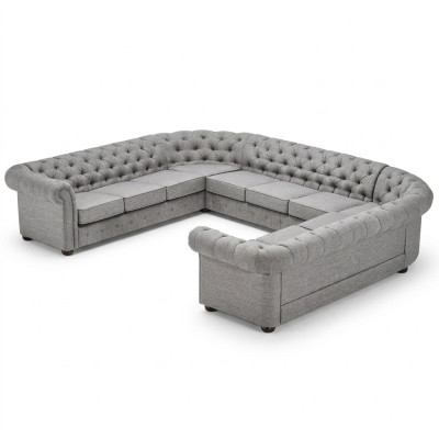 Chesterfield Couch Sofa Upholstered Living Landscape U Shaped Set Corner Sofa