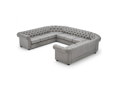 Chesterfield Couch Sofa Upholstered Living Landscape U Shaped Set Corner Sofa