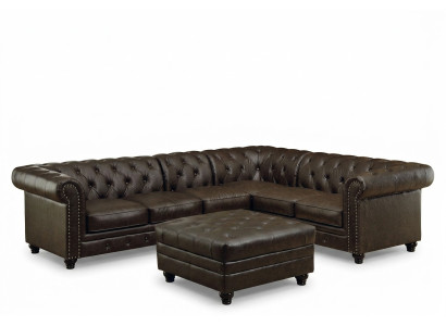 Chesterfield corner sofa couch leather sofa upholstered corner couch suite design #336