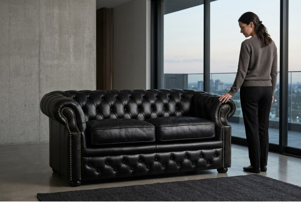 Sofa Couch Chesterfield Upholstered Sofas 2 Seater Leather Textile Lounge Club #289