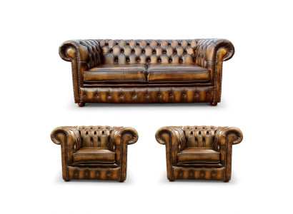 Chesterfield Leather Sofa 2+1+1 Fabric Couch Upholstery Sofa Set