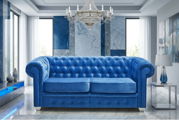 Chesterfield Design Luxury Upholstered Sofa Couch Upholstery Leather Textile New #H3