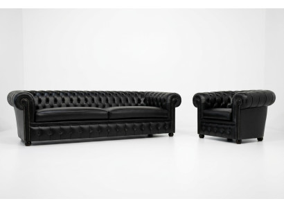 Chesterfield Design Luxus Polster Sofa Couch Sitz Garnitur Leder Textil Neu #C11