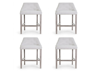 4x Bar Stools Counter Chair Set Upholstered Chairs Chesterfield Design Style