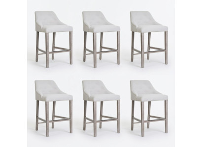 6x Bar Stools Bar Stool Counter Chair Set Upholstered Chairs Chesterfield Design Style