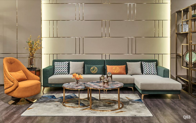 Corner sofa L-shaped textile luxury design living landscape upholstered couch sofas