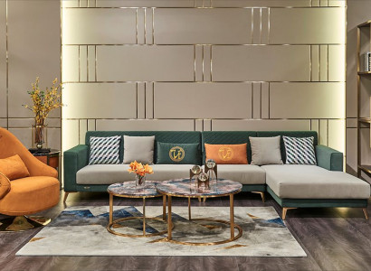 Corner sofa L-shaped textile luxury design living landscape upholstered couch sofas