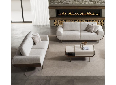 Elegante Graue Sofagarnitur Designer Polstersofas 3-Sitzer Couchen