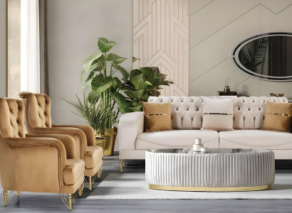 3+1+1 Sitzer Set: Sofa mit zwei Sesseln im einheitlichen Design.