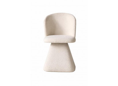 Eleganter moderner Stuhl mit konischem Design und weichem Bouclé