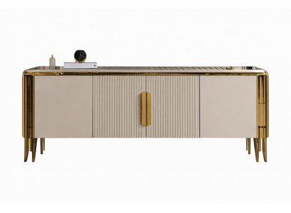 Elegante Konsole mit goldenen Metallakzenten und edlem Design