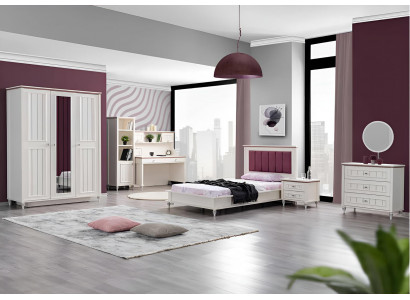 Modernes Schlafzimmer Set mit Bett Schrank Schminktisch und Schreibtisch