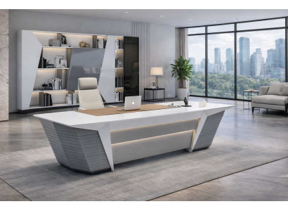 Exklusive Büroeinrichtung Designer Chefschreibtisch Edles Bücherregal