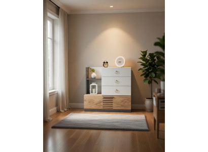 Kommode mit Holzdetails für mehr Stauraum im modernen Design