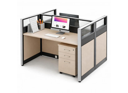 Moderner Bürotisch Einzelarbeitsplatz mit Trennwänden System