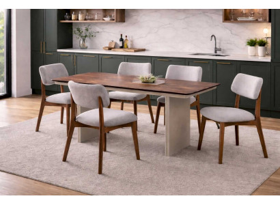 Stilvolle Esszimmergarnitur Holztisch Edle 4x Polsterstühle 5tlg